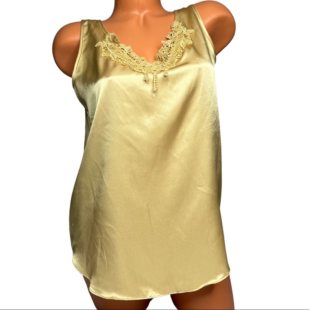 Vintage 80s Sonya Ratay for San André Gold Lace Embellished Polyester Blouse